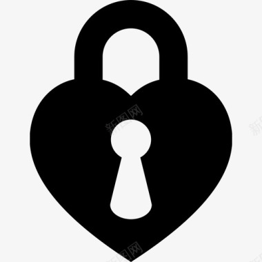 打开锁心形锁定挂锁安全钥匙和锁图标图标
