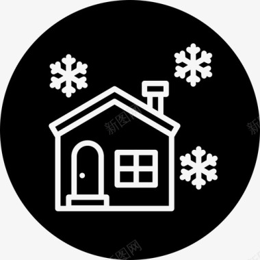 窗外下雪房子圣诞节下雪图标图标