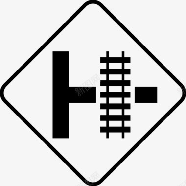 彩色道路铁路交叉口上方道路图标图标