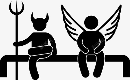 天使天使与魔鬼长凳恶魔图标图标