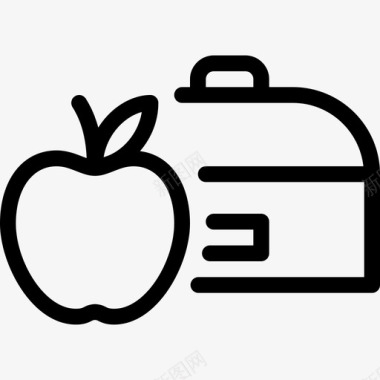 正方形盒午餐盒苹果面包店图标图标