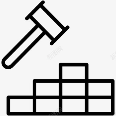 建筑砖块锤子图标图标