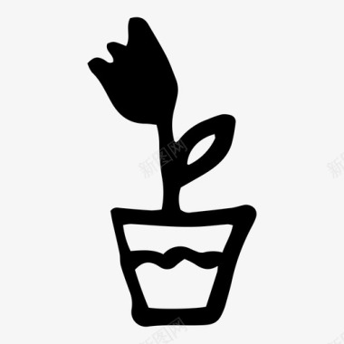 花盆种植郁金香图标图标