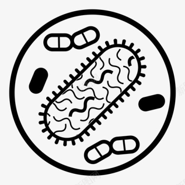 病毒入侵细菌微生物培养皿图标图标