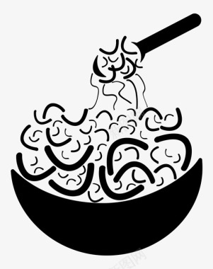 通心粉和奶酪碗食物图标图标