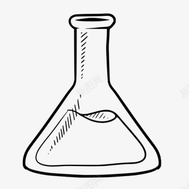 手绘的化学老师锥形烧瓶烧杯化学品图标图标