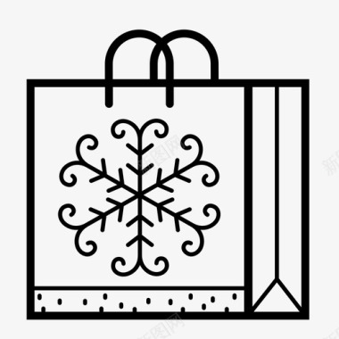 圣诞购物袋礼物雪花图标图标