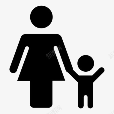 母子男孩家庭图标图标