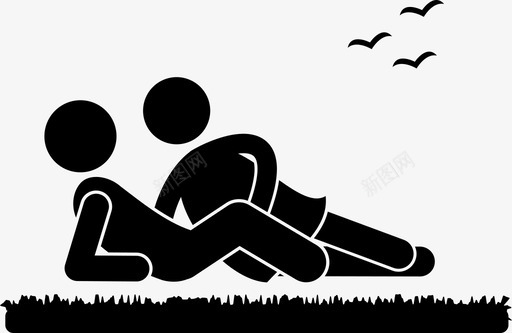 夫妻夫妇夫妻小草躺着图标图标