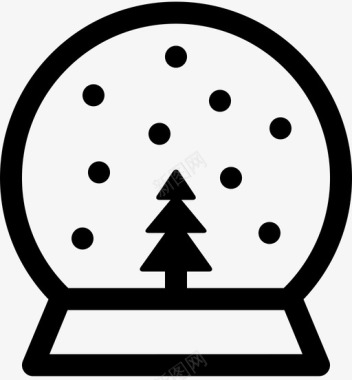 覆盖雪的树雪地球仪树碗圣诞节图标图标