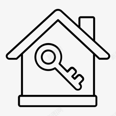 水乡房屋房屋钥匙房地产上锁图标图标