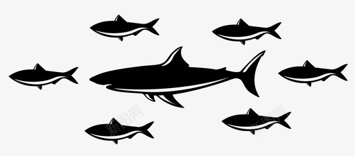 鱼群大海鲨鱼图标图标