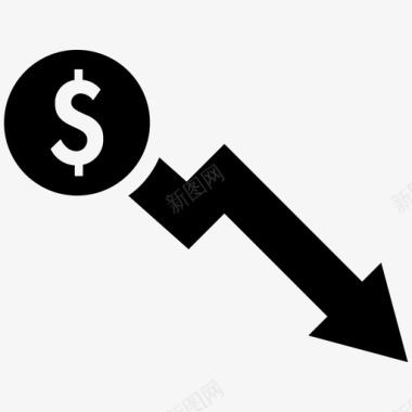 股票美元下跌经济金融图标图标