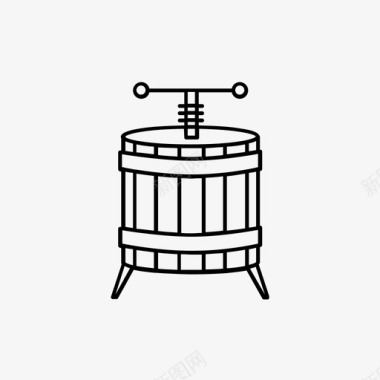红酒木桶木桶桶葡萄酒图标图标