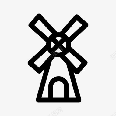 风车建筑荷兰图标图标