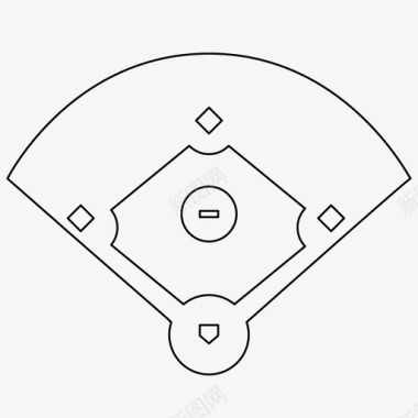 水墨钻石棒球场球棒钻石图标图标