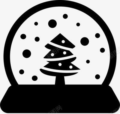 矢量冬天雪球圣诞节圣诞树图标图标
