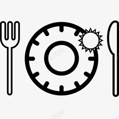 午餐时钟盘子图标图标