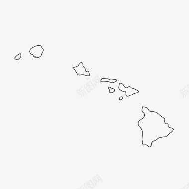 美国名胜古迹夏威夷地图州图标图标