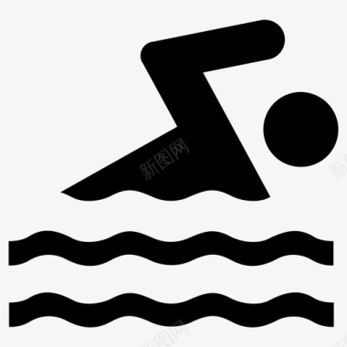 游泳潜水溺水图标图标