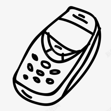 矢量手绘水杯手机电话旧的图标图标