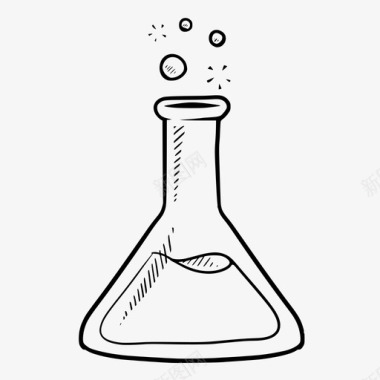 手绘科学素材锥形烧瓶烧杯化学品图标图标