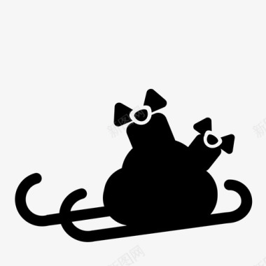 雪松木圣诞老人雪橇庆祝礼物图标图标