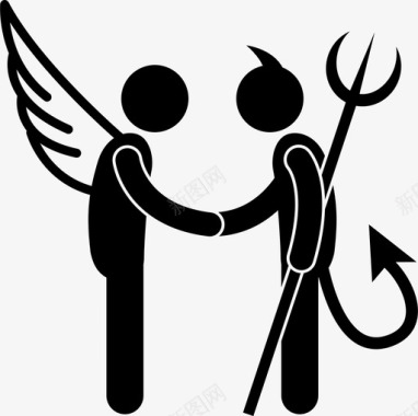 天使天使与魔鬼上帝握手图标图标
