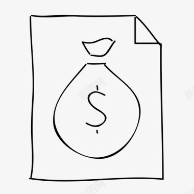 钱袋文件金融手绘图标图标
