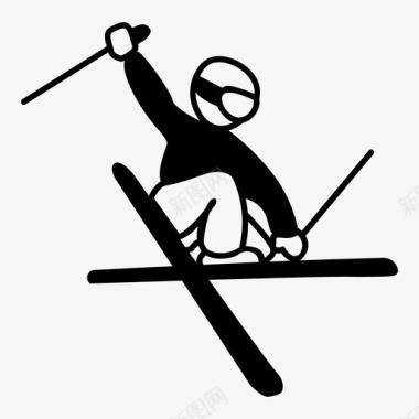 滑雪者跳跃技巧图标图标