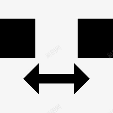 带有指向两侧的双箭头的两个正方形符号界面仪表板图标图标