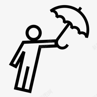 人伞天气风图标图标