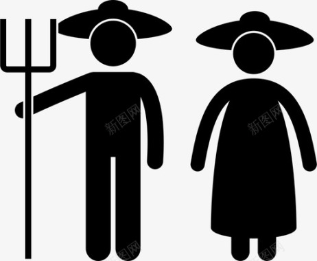 农民农民家庭平民夫妇图标图标