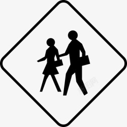 步行去学校学生路口当心道路图标高清图片