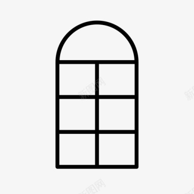 岭南窗拱形窗多窗格窗真拱窗图标图标