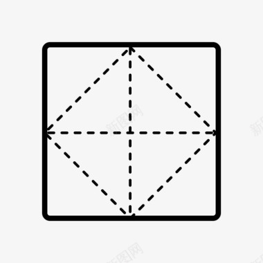 交叉方形折叠对角线纸张图标图标