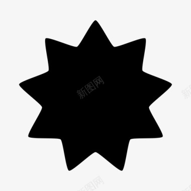 星形9个尖形几何形图标图标