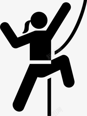 攀岩运动员免扣攀岩绳索安全图标图标