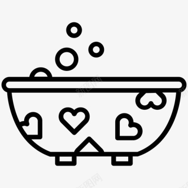 心形浴缸宝宝泡泡图标图标