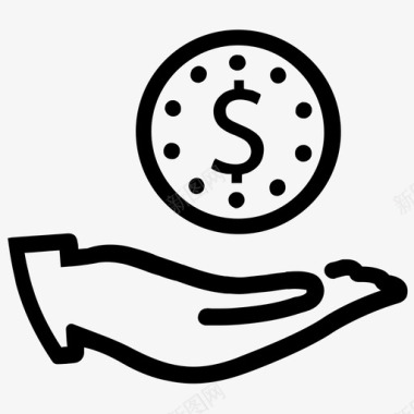 概述贷款硬币手头美元图标图标