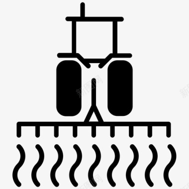 耕耘拖拉机农场田地图标图标