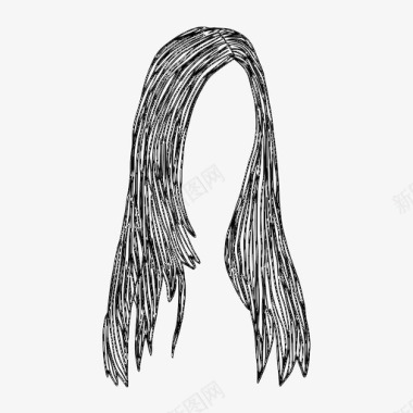 长发发型侧刘海图标图标