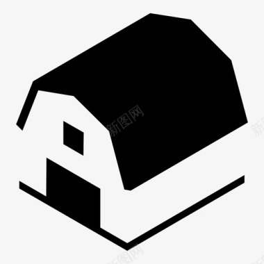 等距建筑谷仓建筑乡村图标图标