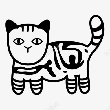 斑纹猫动物猫图标图标