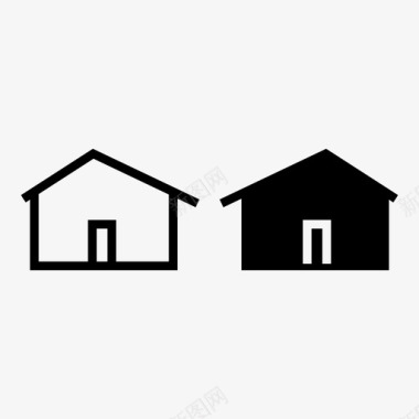 小屋黑白相间房子图标图标