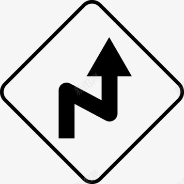 路弯弯曲曲的路箭头小心图标图标