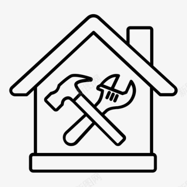 水乡房屋修理家用杂工图标图标