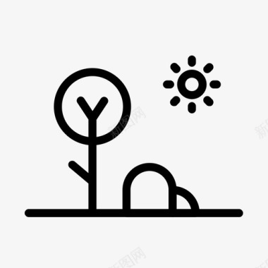 阳光木灌木森林图标图标