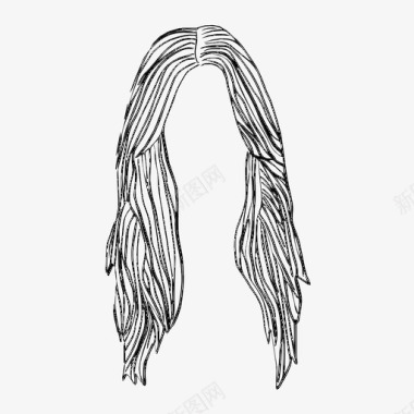 长发中部发型插图图标图标