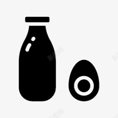 鸡蛋和牛奶煮熟瓶子图标图标